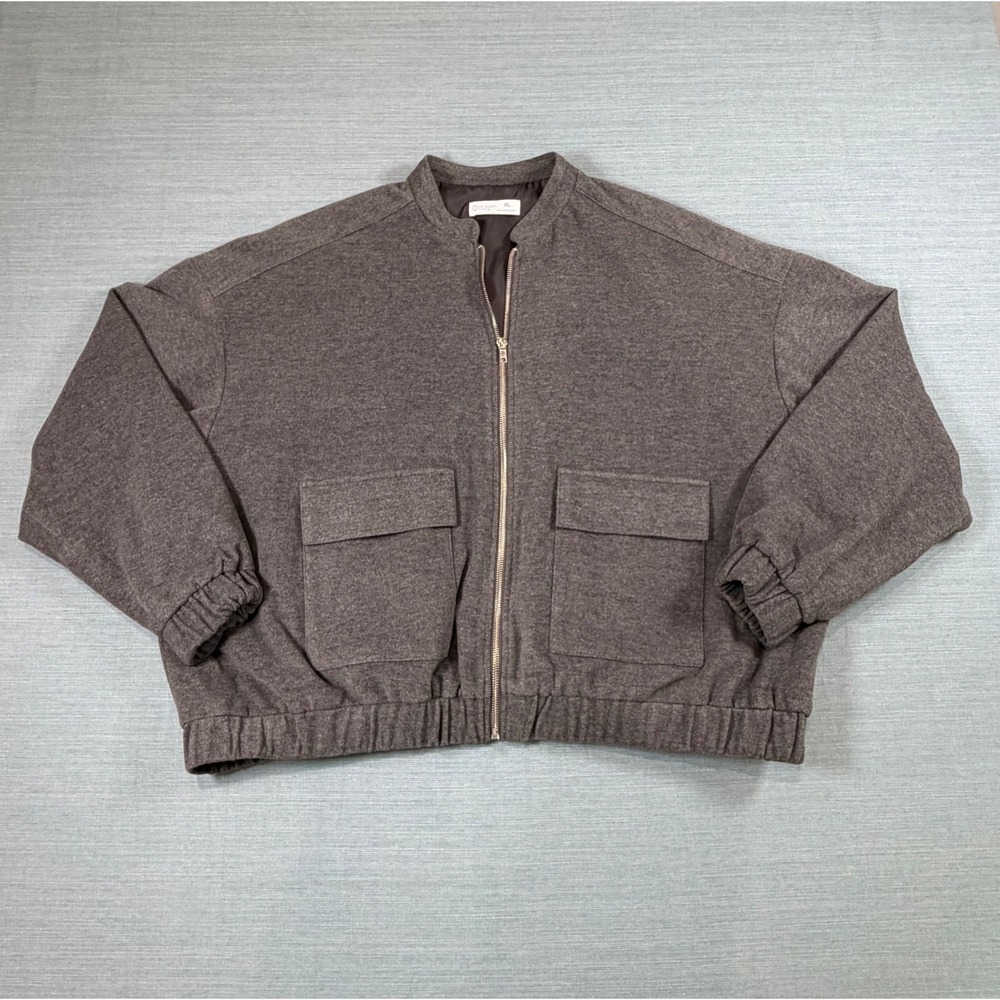 Primark Paula Echevarria Charcoal Grey Bomber Jacket XL Full Zip Oversized NWT